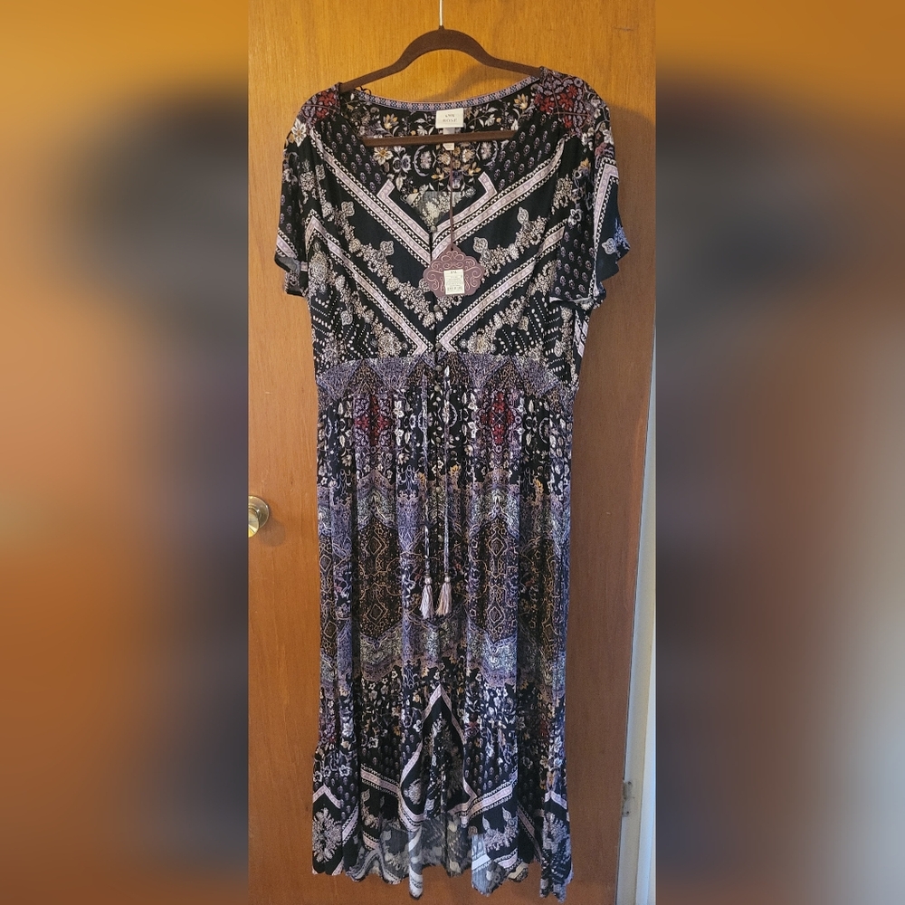 Knox Rose Black and Purple Crew Neck Sundress